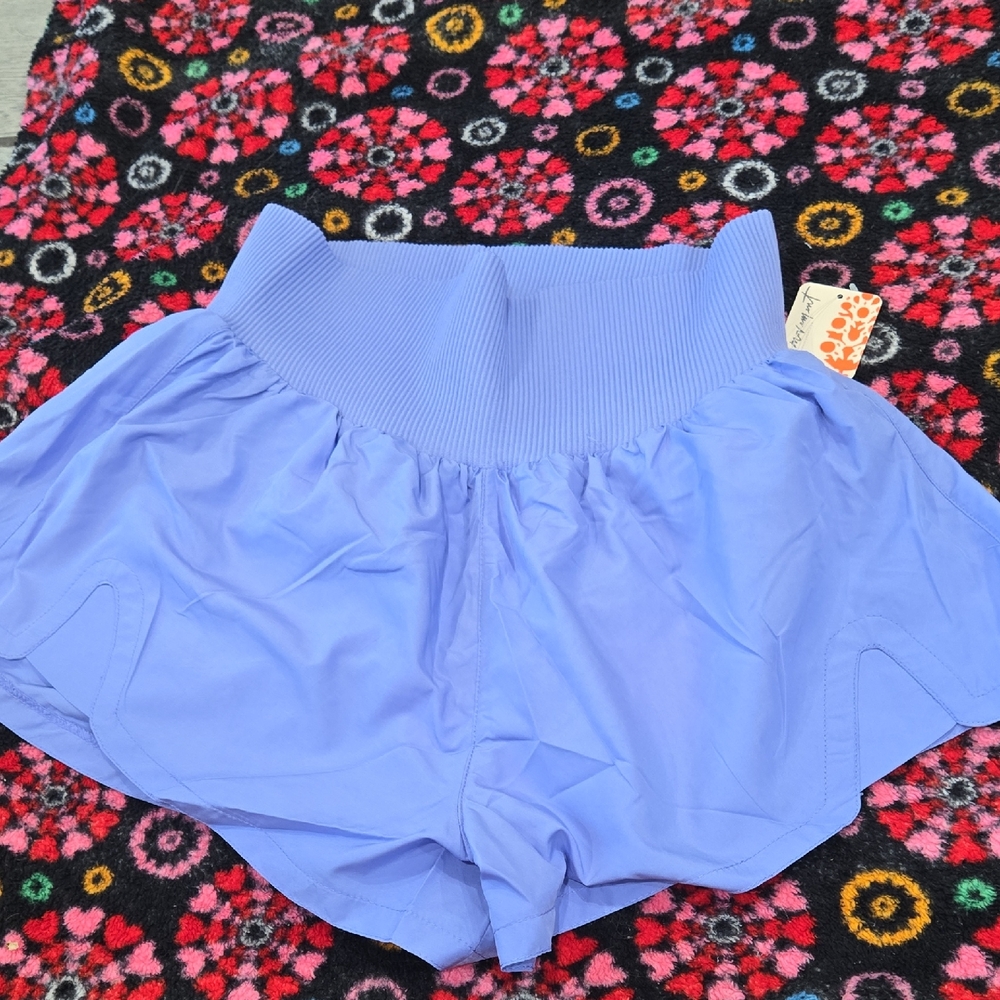 Free People High Waist Flow Shorts in Periwinkle Blue